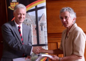 Prof Ian White, Master of Jesus and Prof Judith Lieu, Chair of the Wesley House Trustees